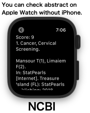 You can check abstract on Apple Watch without iPhone. NCBI
