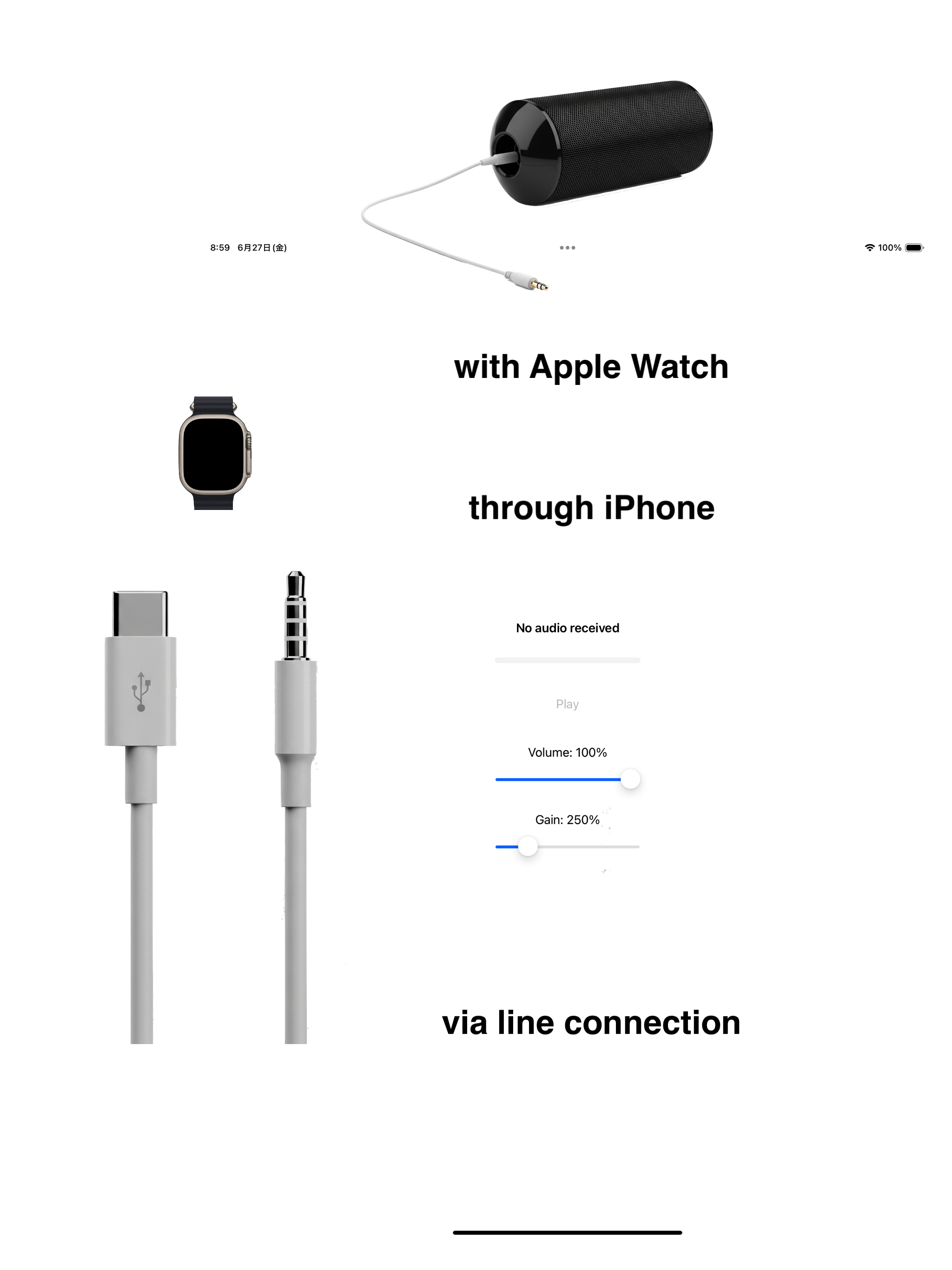 with Apple Watch through iPhone via line connection