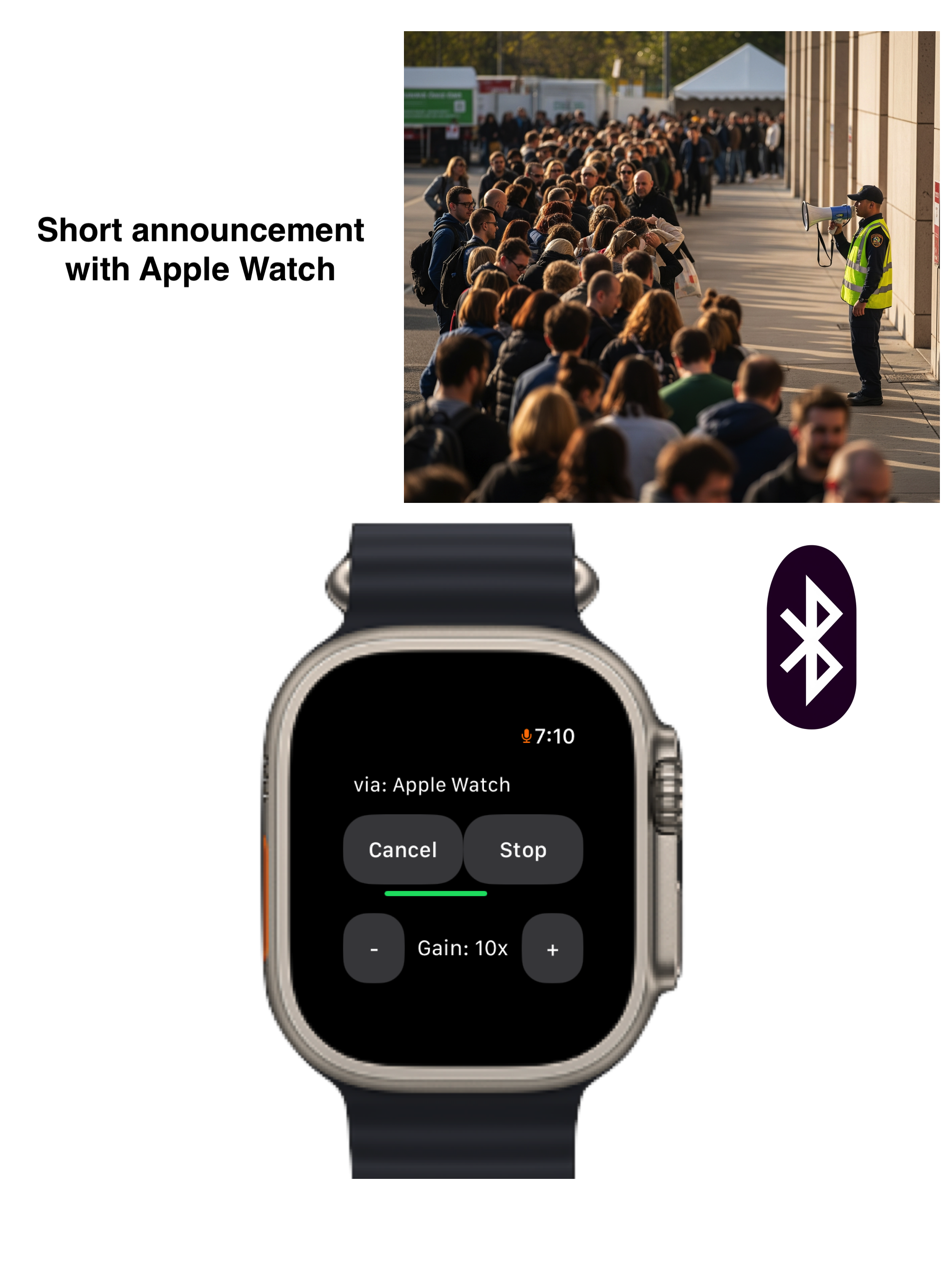Short announcement with Apple Watch