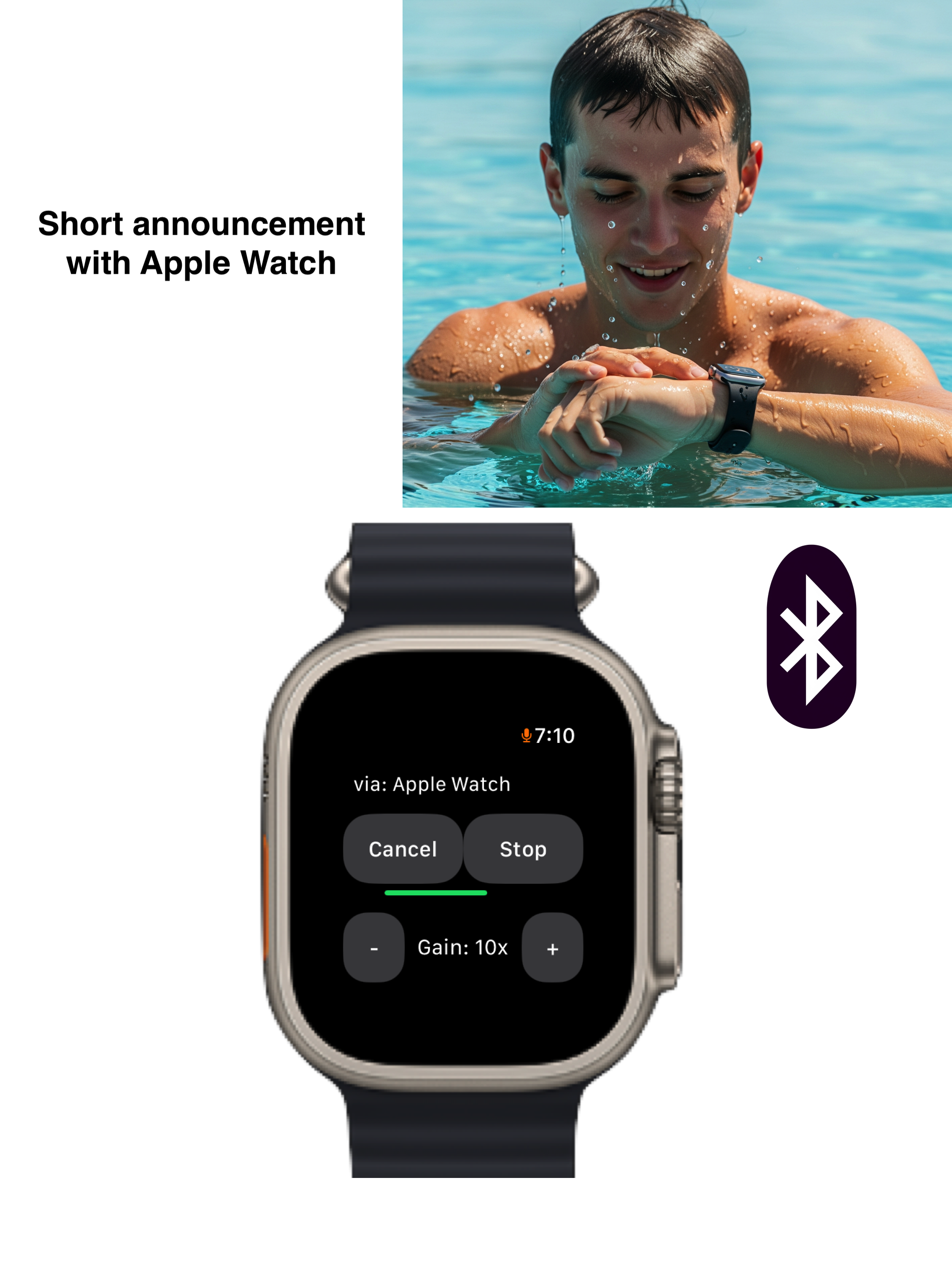 Short announcement with Apple Watch while swimming