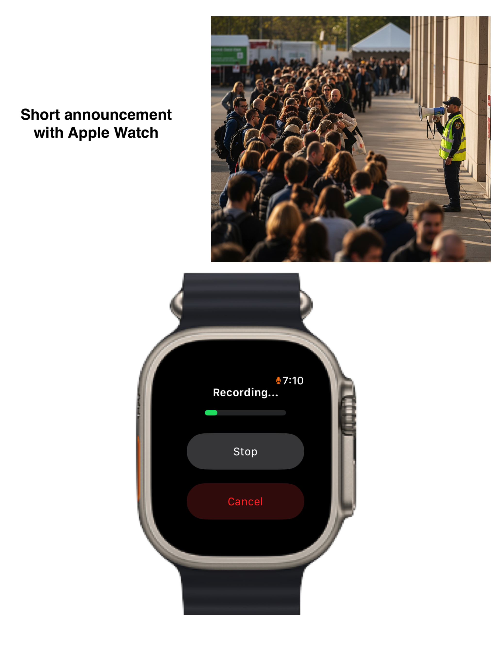 Short announcement with Apple Watch