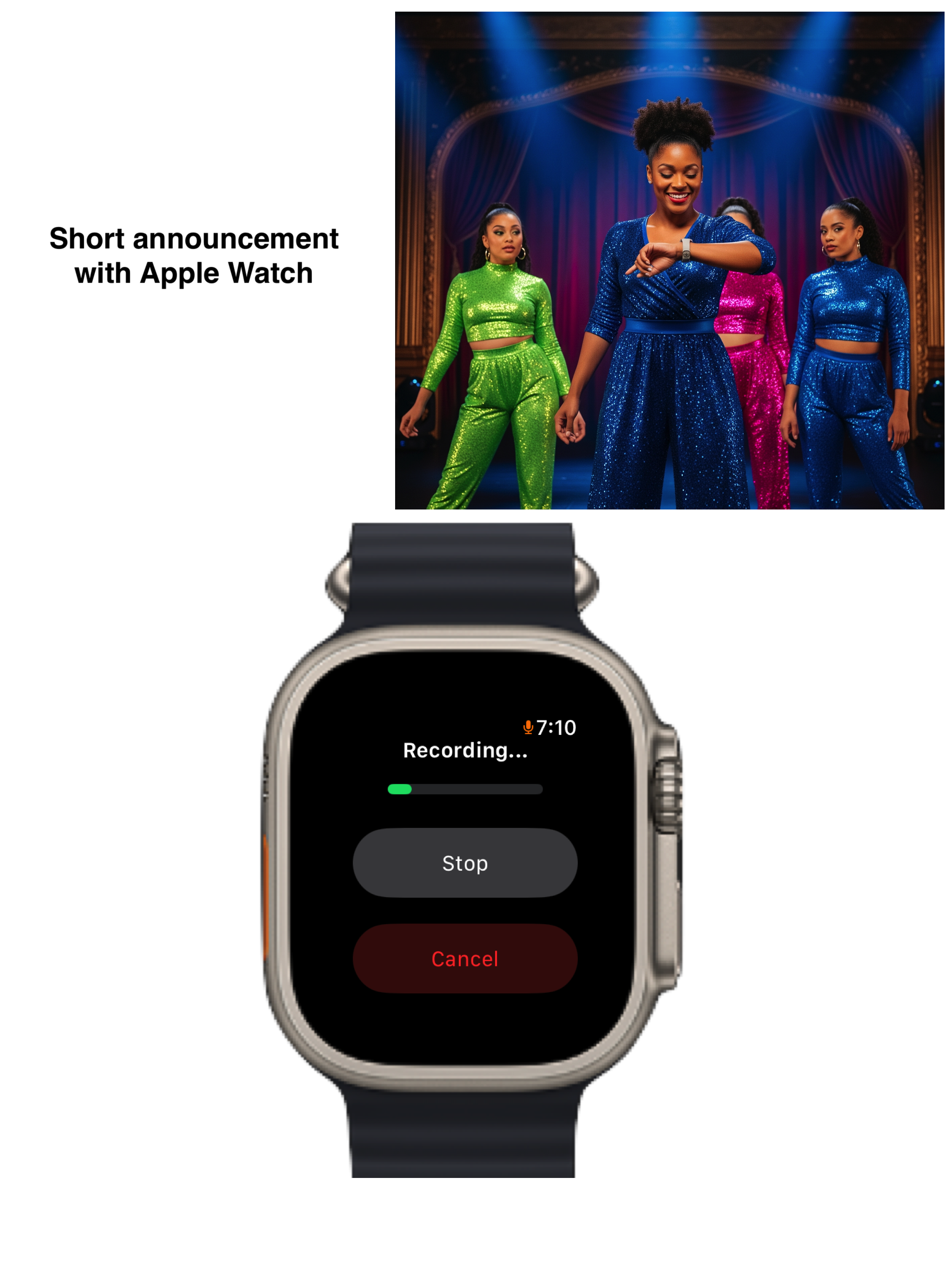 Short announcement with Apple Watch while dancing