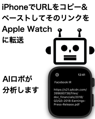 iPhoneでURLをコピー＆ペーストしてそのリンクをApple Watchに転送 AIロボが分析します