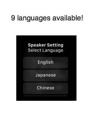English,Japanese,Chinese,German,French,Spanish,Italian,Korean,Thai are available.