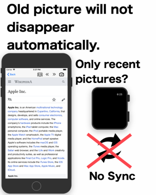 Old picture will not disappear automatically. Only recent pictures? No Sync