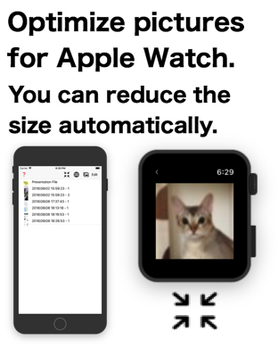 Optimize pictures for Apple Watch. You can reduce the size automatically.