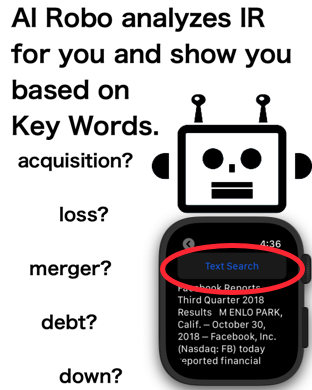 AI Robo analyzes IR for you and show you based on Key Words. Acquisition loss merger debt down