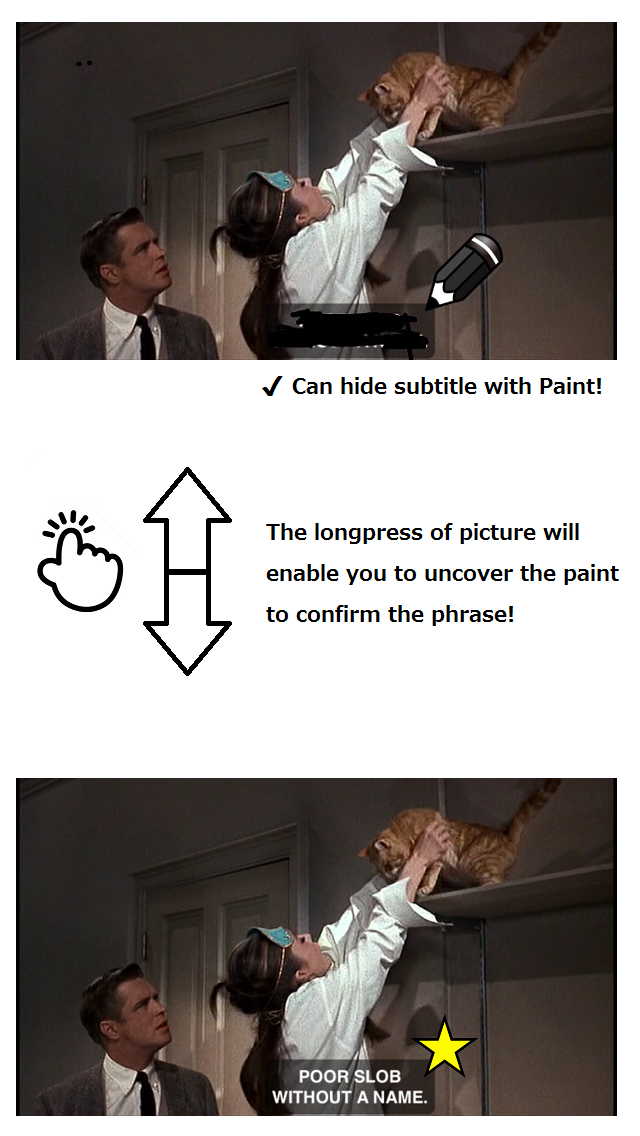 Movie subtitle can be your flash card with painting.