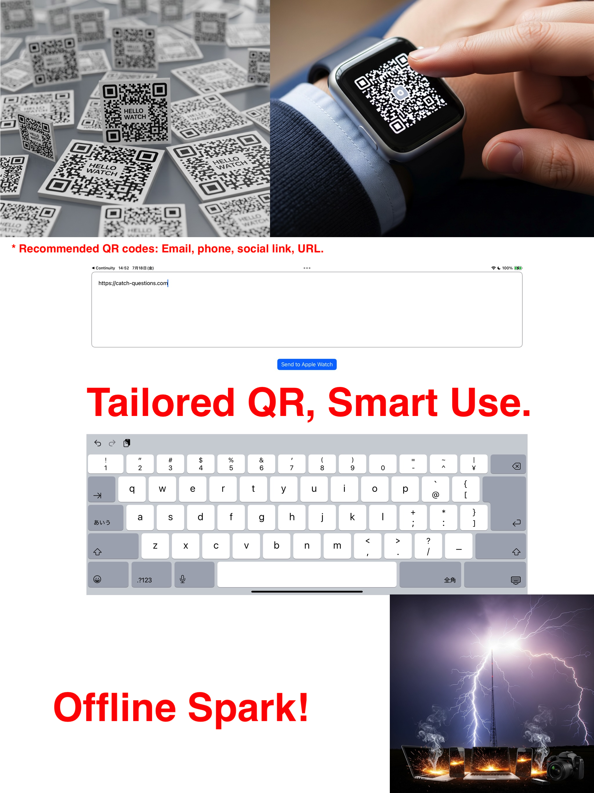 Tailored QR, Smart Use: for E-mail, phone, social link, URL