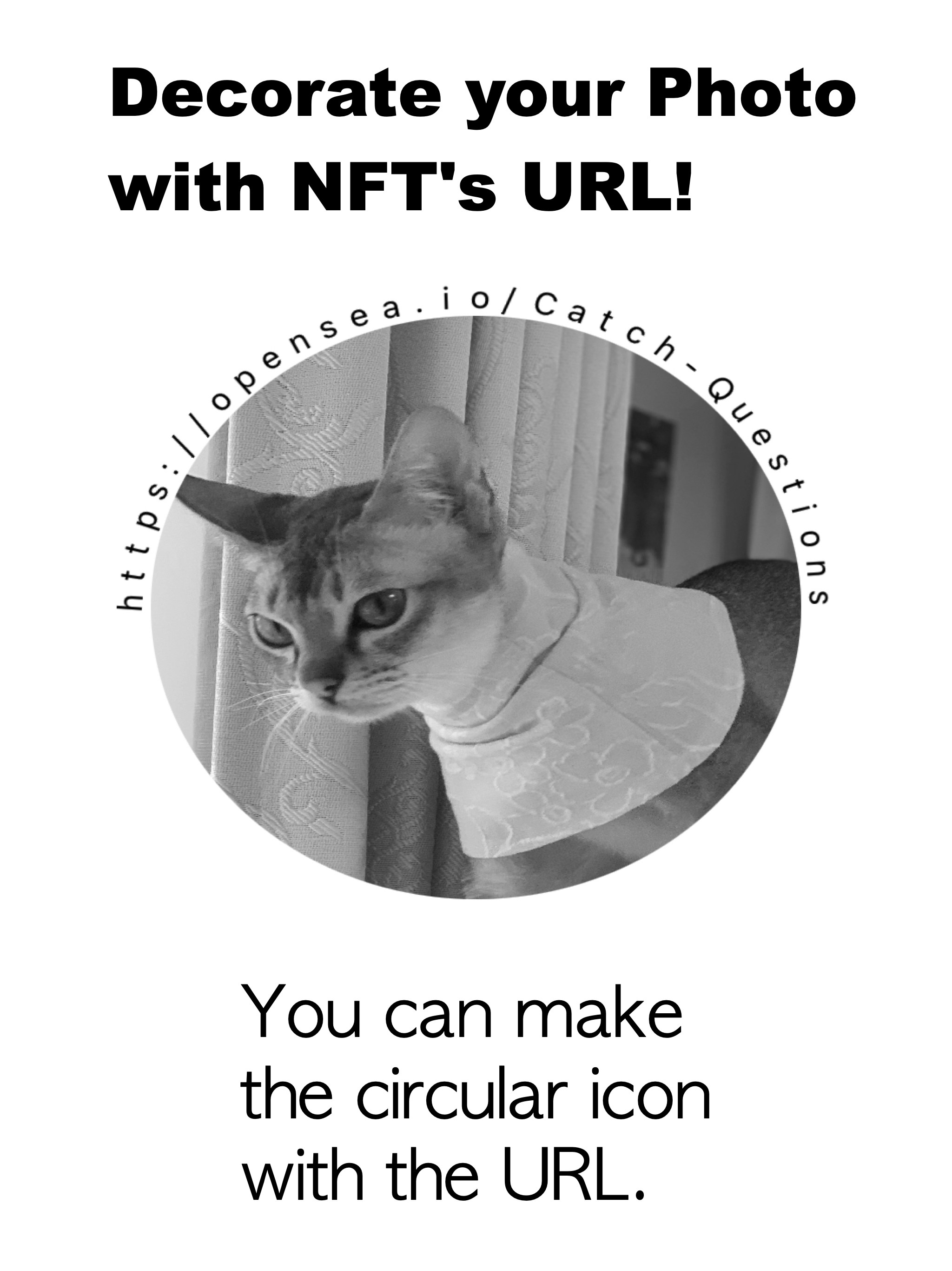 Decorate your photo with NFT's URL. You can make a circular photo with url.