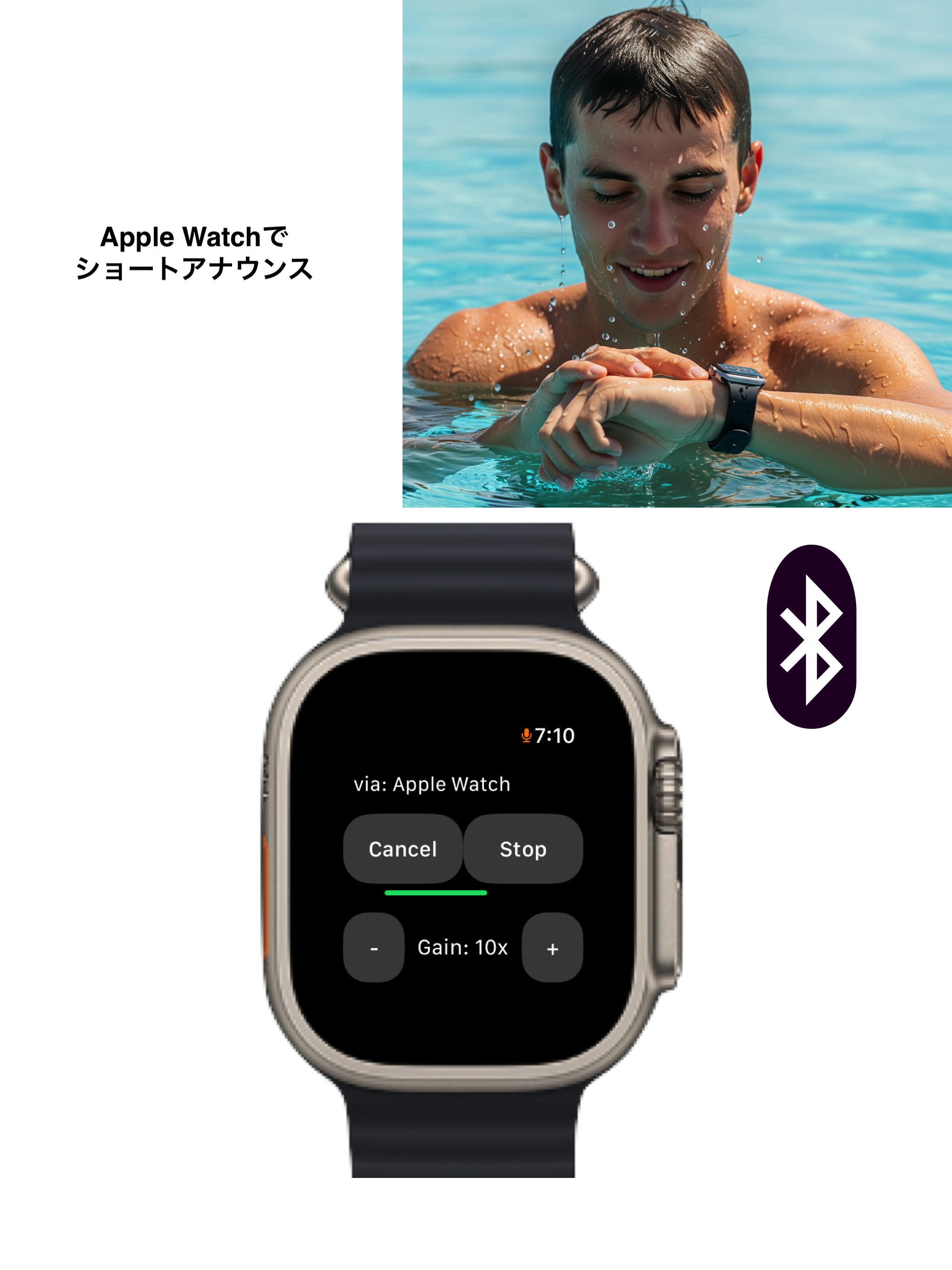 水泳しながらApple Watchでアナウンス